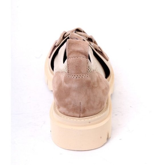 Luca Grossi 96 Beige Suede Leather Elastic Mesh Platform Sneaker - Picture 5 of 8